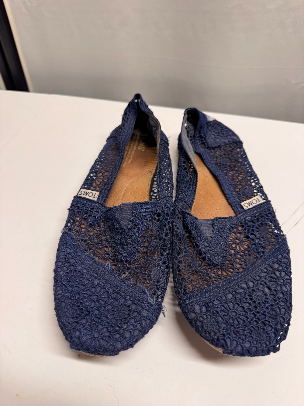 TOMS Navy Crochet Slip-On Flats for Women
